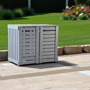 Binboxa, double garbage bin storage, wooden box for bin, wooden box, rubbish bin storage box, Mülltonnenbox, Mülltonnenverkleidung, Mülltonnenhäuschen, Mülltonnenbox aus Holz