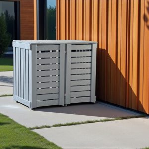 Binboxa, double garbage bin storage, wooden box for bin, wooden box, rubbish bin storage box, Mülltonnenbox, Mülltonnenverkleidung, Mülltonnenhäuschen, Mülltonnenbox aus Holz